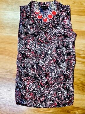 Dana Buchman Coral & Black Paisley Sleeveless Tank
